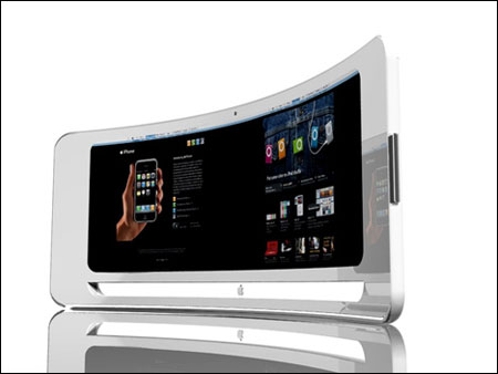 B�jelige OLEDs kan muligg�re s�danne sk�rme. Uofficielt Apple koncept