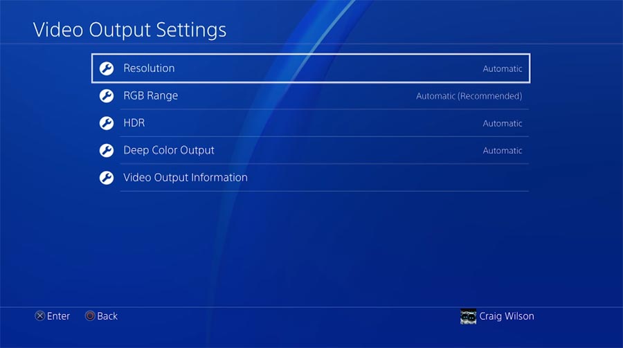 PlayStation 4 Pro 4K HDR indstillinger